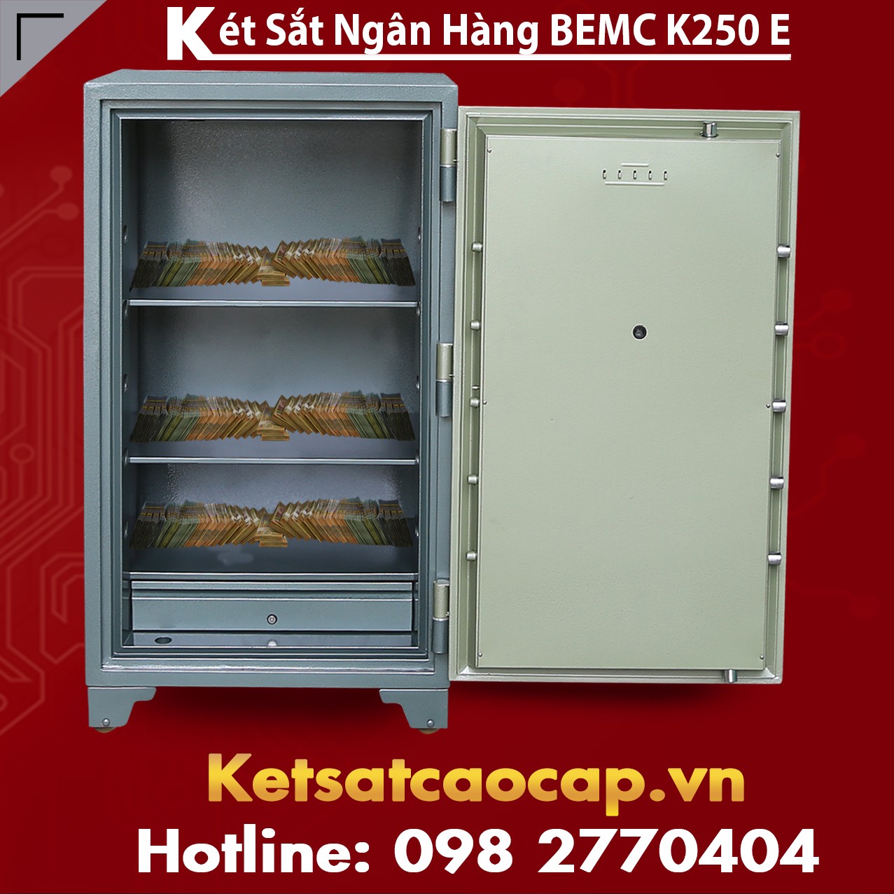 Két Sắt Ngân Hàng BEMC K250E Điện Tử Hàn Quốc Tiêu Chuẩn Cho Ngân Hàng